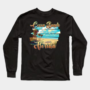 Retro Vintage Family Vacation Florida Cocoa Beach Gift For Men Women Long Sleeve T-Shirt